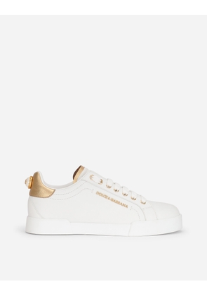 Dolce & Gabbana Calfskin Nappa Portofino Sneakers With Lettering - Woman Sneakers White Leather 39