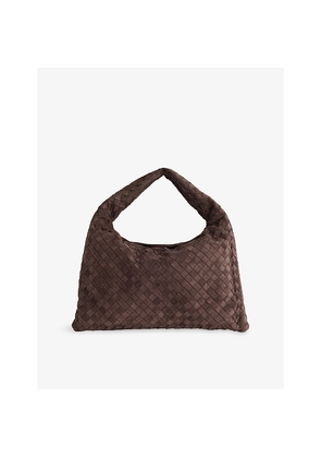 Womens Bottega Veneta Hop Intrecciato Medium Suede Shoulder Bag