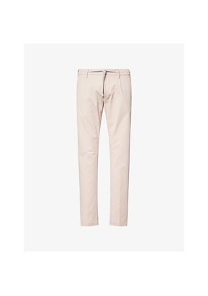 Mens Eleventy Drawstring Tapered-Leg Stretch-Cotton Trousers