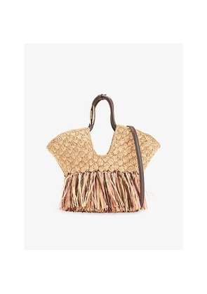 Womens Zimmermann Goldentime Fringed Small Raffia Tote Bag