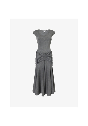 Womens Alaia Sculpting Panel Wool Midi Dress