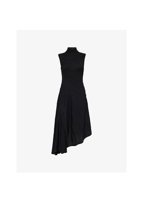 Womens Alaia Ray Knit-Panel Wool Midi Dress