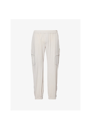 Mens Eleventy Patch-Pocket Tapered-Leg Stretch-Woven Trousers