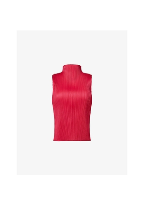 Womens Pleats Please Issey Miyake Mock-Neck Sleeveless Knit Top