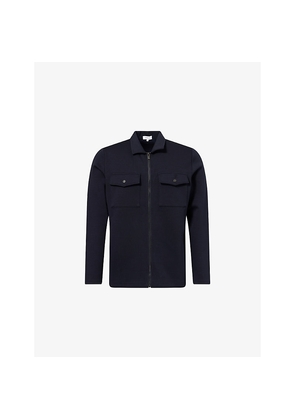 Mens Arne Patch-Pocket Zip-Up Stretch-Cotton Overshirt