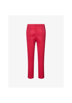 Womens Pleats Please Issey Miyake Regular-Fit Tapered Knit Trousers