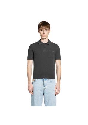 Wool Cashmere Rib-Knit Polo Shirt