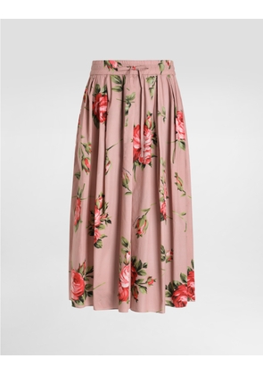 Dolce & Gabbana Rose Bouquet-print Midi Skirt - Woman Skirts Multicolor 42