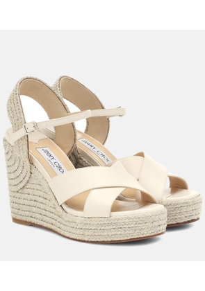 Jimmy Choo Dellena 100 leather-trimmed espadrilles