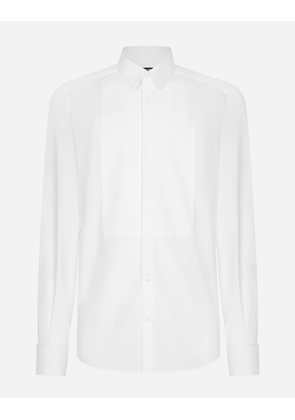 Dolce & Gabbana Cotton Poplin Gold-fit Tuxedo Shirt - Man Shirts White 39