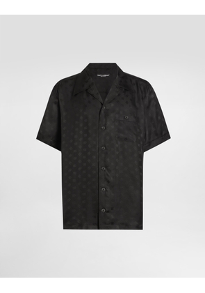 Dolce & Gabbana Dg Logo Jacquard Hawaii Shirt - Man Shirts Black 37
