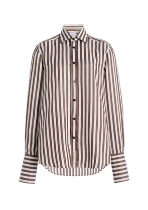 With Nothing Underneath The Boyfriend Exaggerated-Cuff Striped Shirt - Moda Operandi