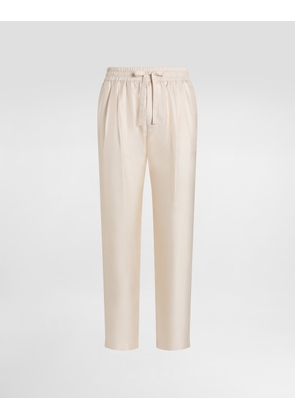 Dolce & Gabbana Silk Twill Jogging Trousers - Man Pants And Shorts Beige 44