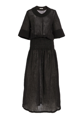 By Malene Birger Anais Shirred Ramie-Cotton Maxi Dress - Moda Operandi