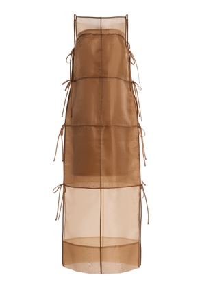 STAUD Chandler Tie-Detailed Organza Midi Dress - Moda Operandi