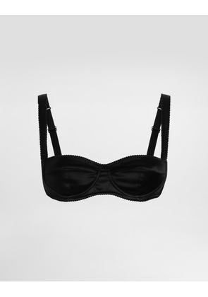 Dolce & Gabbana Satin Balconette Bra With Lace - Woman Underwear Black Silk 3b