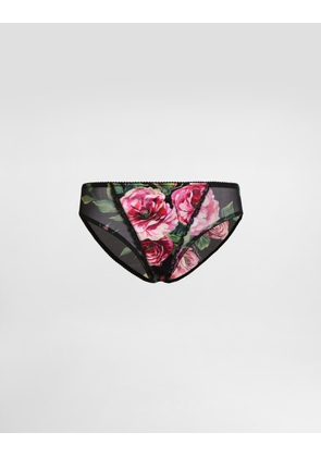 Dolce & Gabbana Rose-print Satin And Tulle Panties - Woman Underwear Print 5