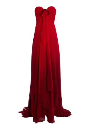 Oscar de la Renta Embroidered Silk Chiffon Gown - Moda Operandi