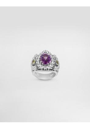 Dolce & Gabbana Eleganza Ring 18-carat White Gold, Amethyst, Peridots, And Sapphires - Woman Rings White 54