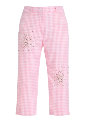 DES_PHEMMES Exclusive Riviera Embellished Gingham Capri Pants - Moda Operandi