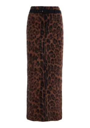 Adam Lippes Levi Belted Leopard Brushed-Cashmere Skirt - Moda Operandi