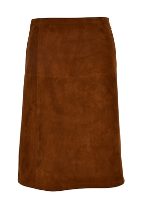 Versace Suede-Effect Leather Knee-Length Skirt - Moda Operandi