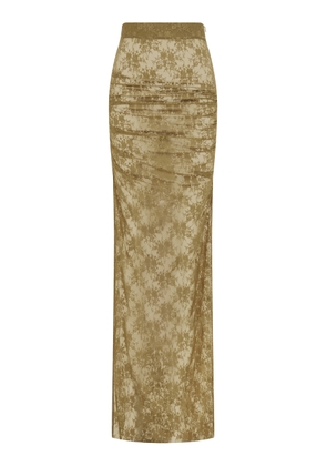 Alex Perry Ruched Stretch-Lace Maxi Skirt - Moda Operandi