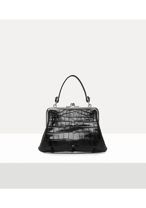 Vivienne Westwood Granny Frame Purse Emboss Croc Leather Black One Size Women