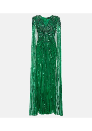 Jenny Packham Lotus Lady embellished caped gown