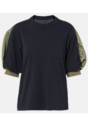 Sacai Twill-trimmed cotton jersey T-shirt