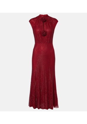 Self-Portrait Embellished fishnet midi dress