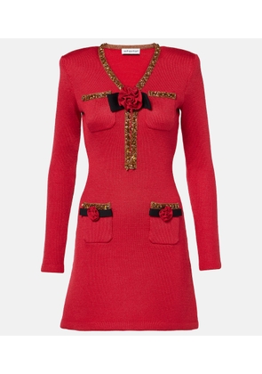 Self-Portrait Floral-applique embellished minidress