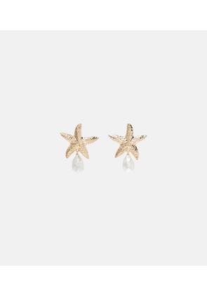 Self-Portrait Faux pearl-embellished gold-plated earrings