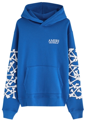 Amiri Bones Stacked Hooded Cotton Sweatshirt - Blue - XL