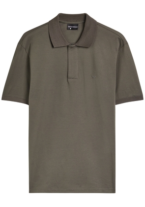 Emporio Armani Half-zip Cotton Polo Shirt - Dark Green - L
