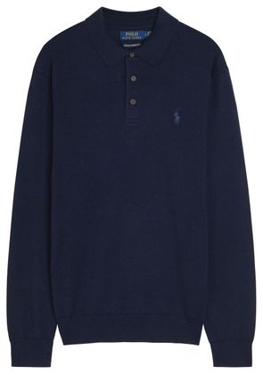 Polo Ralph Lauren Logo-embroidered Wool Polo Shirt - Navy - L