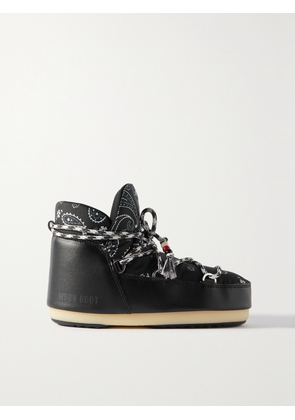 ALANUI - + Moon Boot Bandana-print Shell And Faux Leather Snow Boots - Black - 41-42,35-36,37-38,39-40