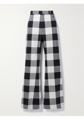 Acne Studios - Checked Organic Cotton-twill Wide-leg Pants - Black - xx small,x small,small,medium,large,x large,xx large