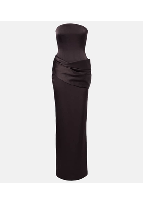 Alex Perry Draped satin crepe bustier gown