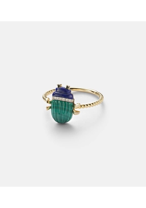 Yvonne Leon Scarabee Mini 9kt gold ring with gemstones