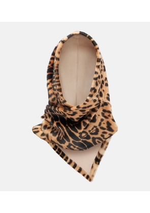 Nour Hammour Foulard leopard-print shearling scarf