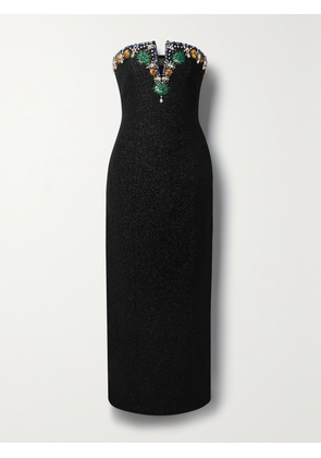 MISS SOHEE - + The Vanguard Crystal-embellished Metallic Tweed Gown - Black - UK 6,UK 8,UK 10