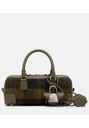 Loewe Amazona 23 leather-trimmed tartan tote bag