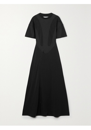 MUGLER - Paneled Organic Cotton-jersey Maxi Dress - Black - x small,small,medium,large,x large