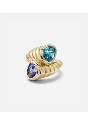 Marina B Toi Et Moi 18kt gold ring with topaz and tanzanite