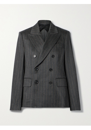 Max Mara - Ofride Double-breasted Pinstriped Cotton-blend Twill Blazer - Gray - UK 4,UK 6,UK 8,UK 10,UK 12,UK 14,UK 16,UK 18