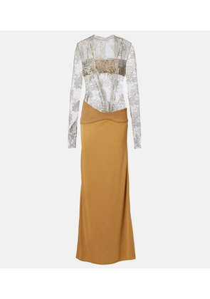 Christopher Esber Sepienne lace and suede gown