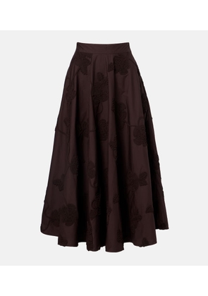 Rotate Berty embroidered cotton midi skirt