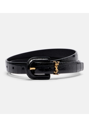 Saint Laurent Cassandre croc-effect leather belt