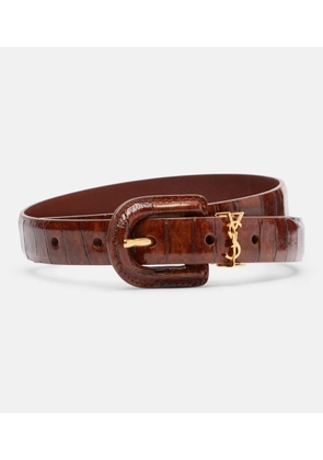 Saint Laurent Cassandre croc-effect leather belt
